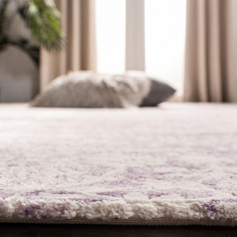 Lavender and Ivory Rectangular Synthetic Area Rug