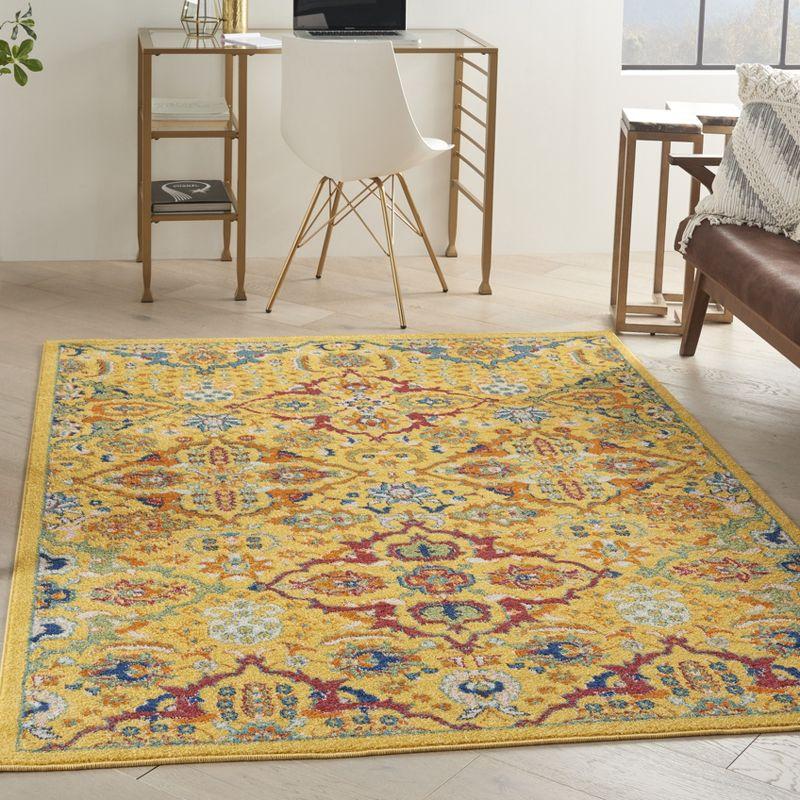 Sunny Floral Bliss 5'3" x 7'3" Yellow Multicolor Synthetic Area Rug