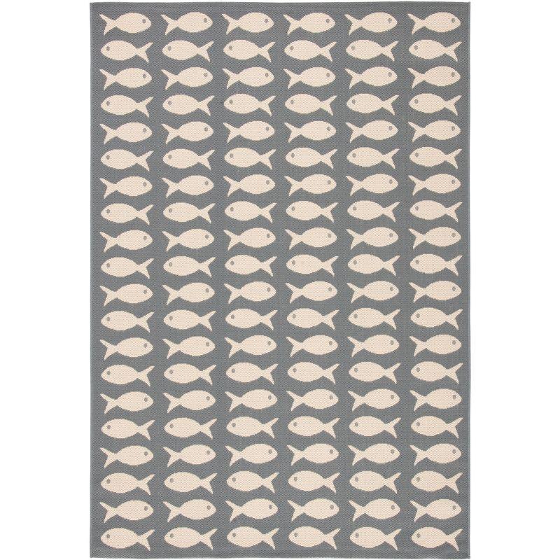 Courtyard CY6013 Power Loomed Indoor and Outdoor Area Rug - Grey/Beige - 6'7"x9'6" - Safavieh