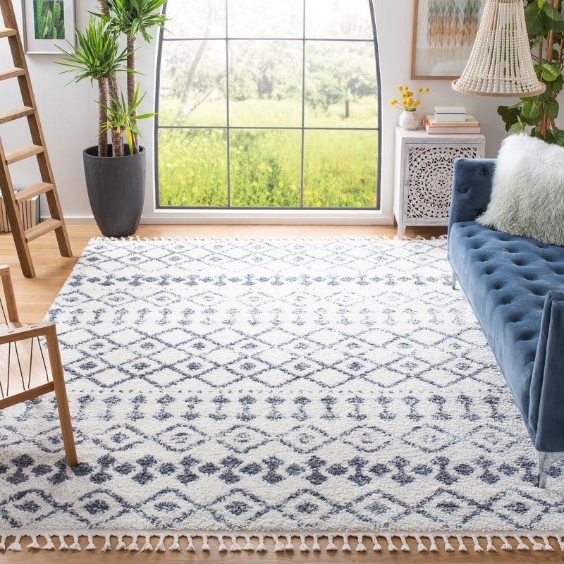 Moroccan Trellis Gray Square Synthetic Shag Rug - 59" Easy Care