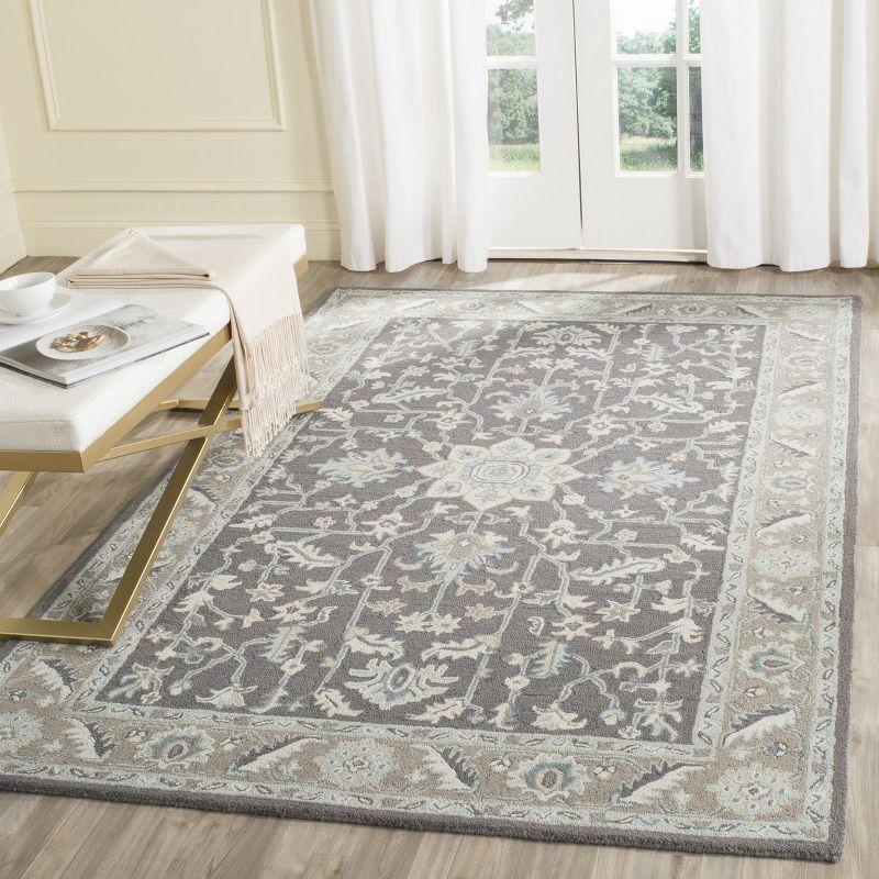 Blossom BLM217 Hand Tufted Area Rug - Dark Grey/Light Brown - 6'x6' - Safavieh..