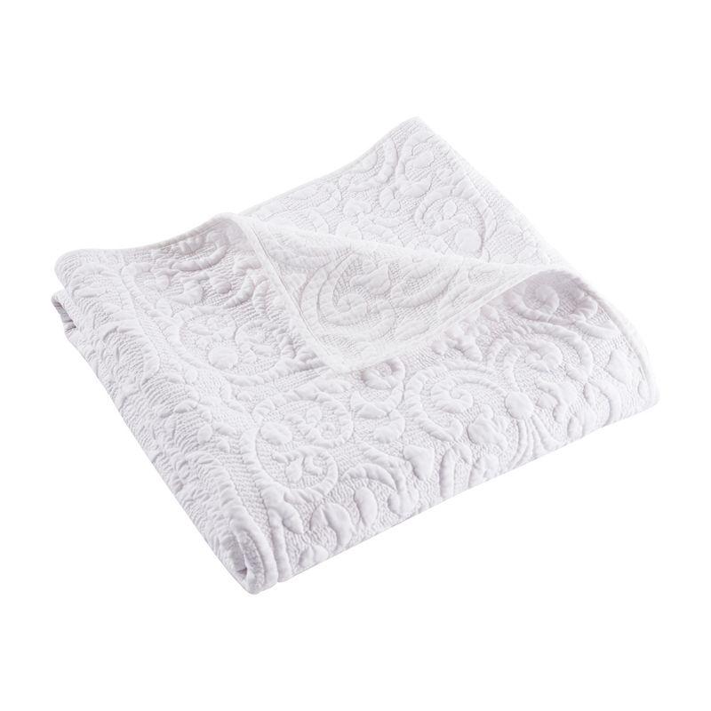 Sherbourne Bright White Cotton Quilted 50x60 Throw