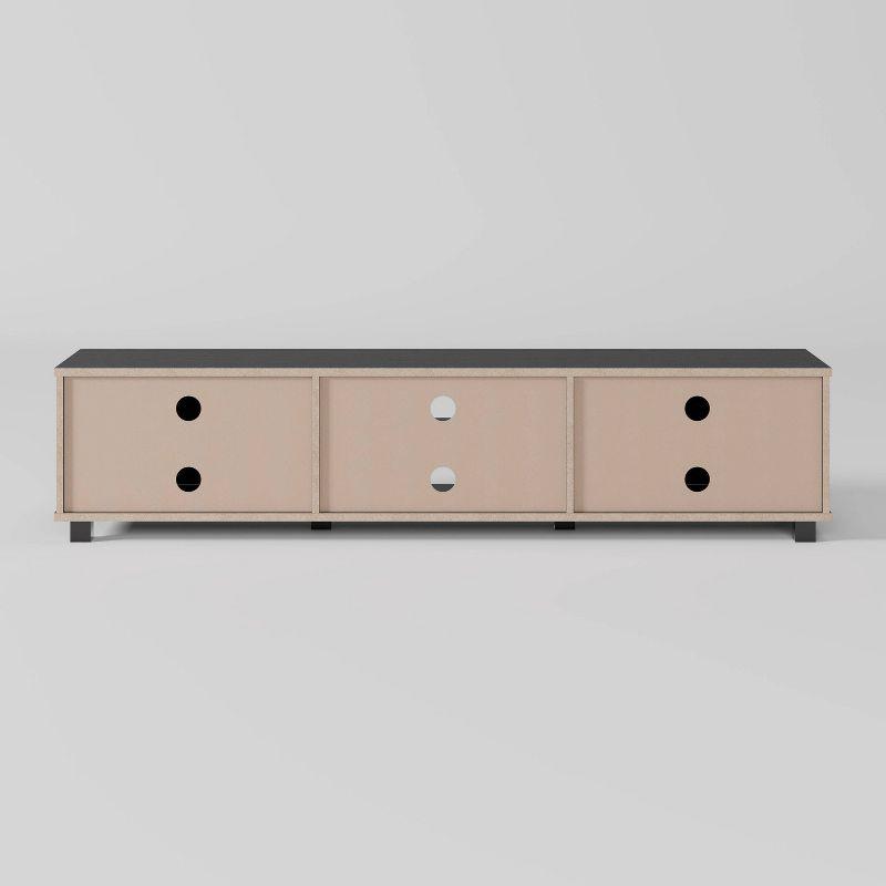 CorLiving Hollywood TV Stand for TVs up to 85" Black: Modern Console, Adjustable Shelves, MDF Frame