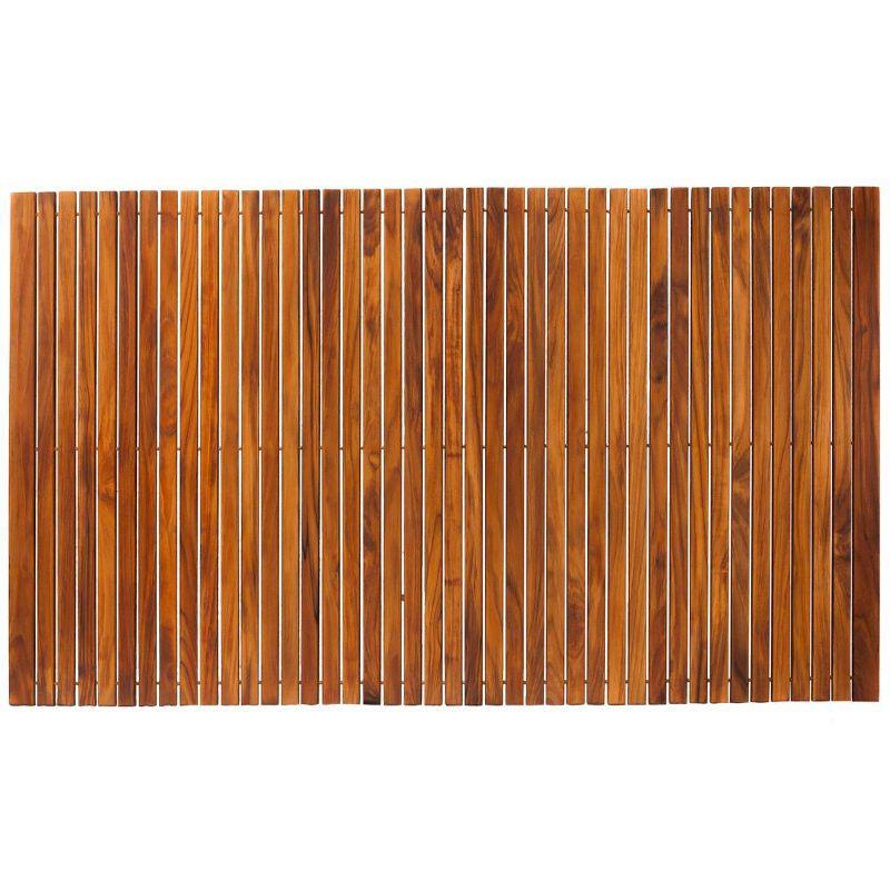 Nordic Teak 59" x 35" Extra Large Oiled Shower and Bath String Mat with Rubber Footing - Brown