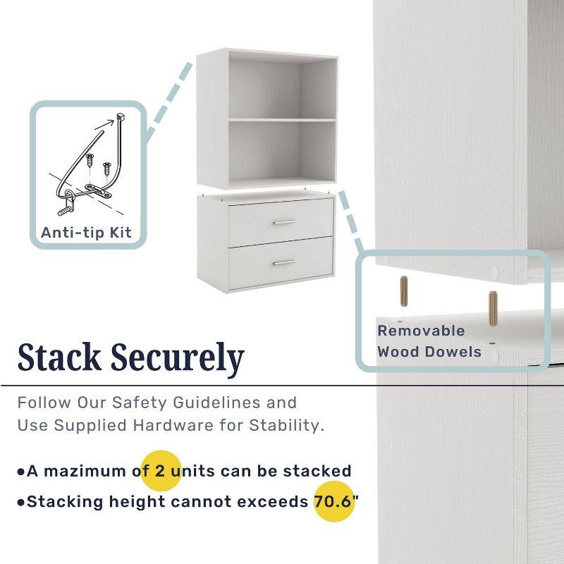 24/7 Shop At Home 35" Silkpath Modern 3 Tier Stackable and 2 Door Modular Bookcase