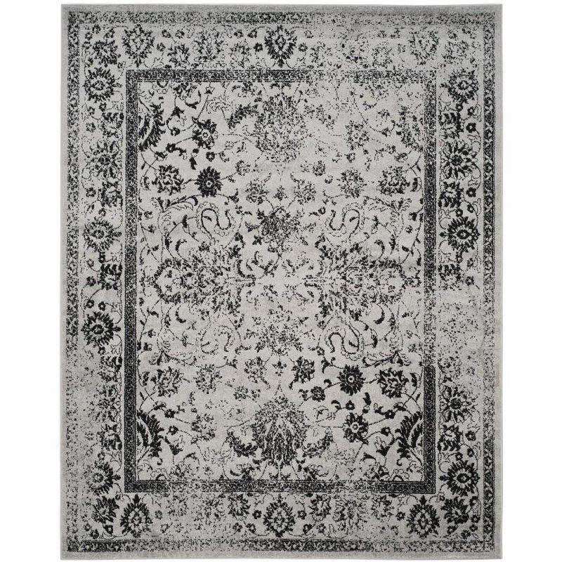 Elysian Grey & Black Oriental Synthetic Rug 10' x 14' - Easy Care