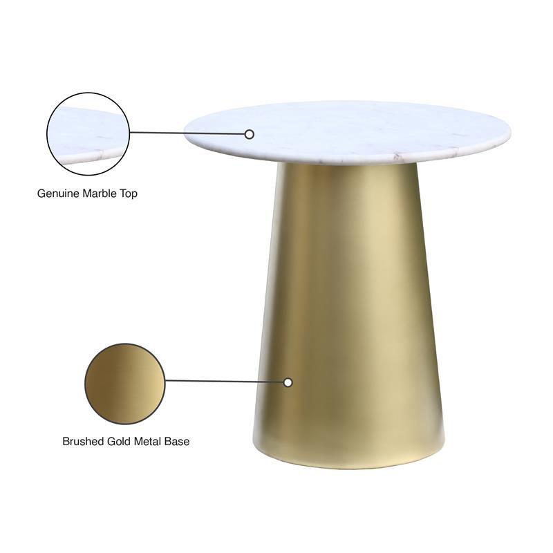 Meridian Furniture Sorrento Contemporary Marble End Table in Gold