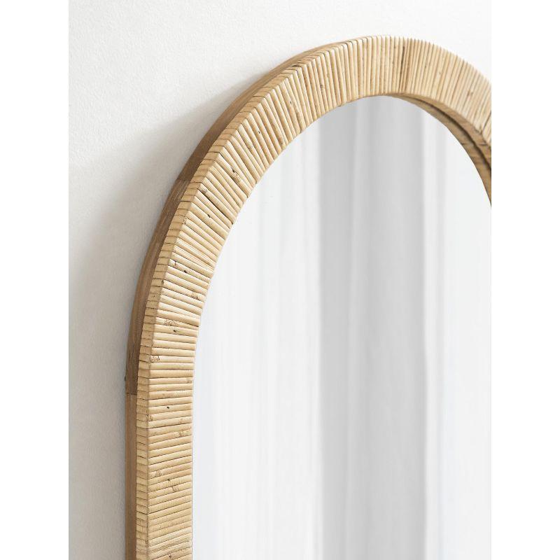 Natural Rattan Arch Wall Mirror, 20x30, Boho Design