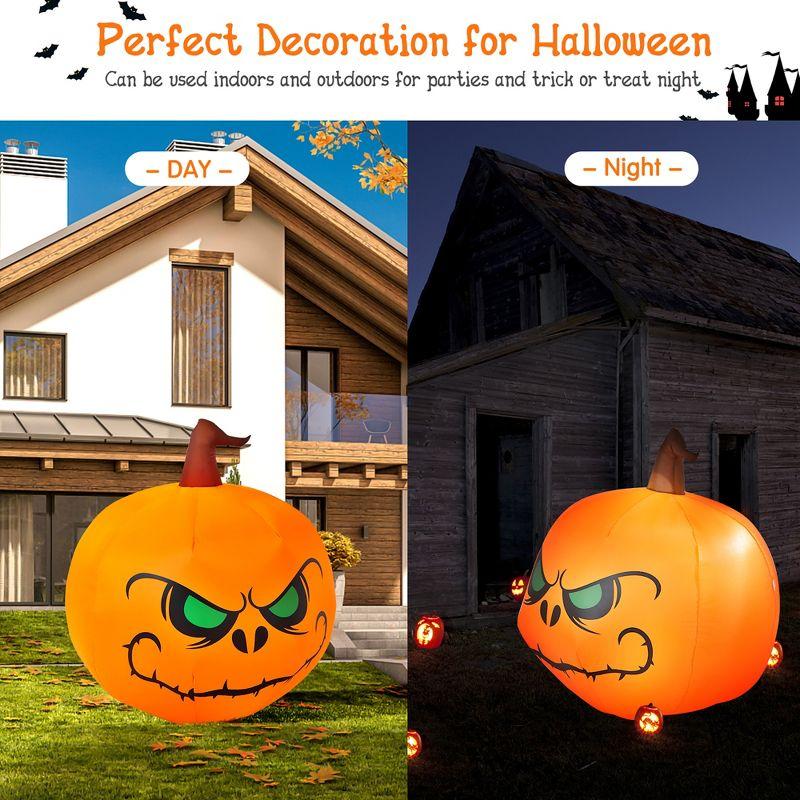 Costway 4 FT Halloween Inflatable Pumpkin Large Blow up with Build-in LED Light