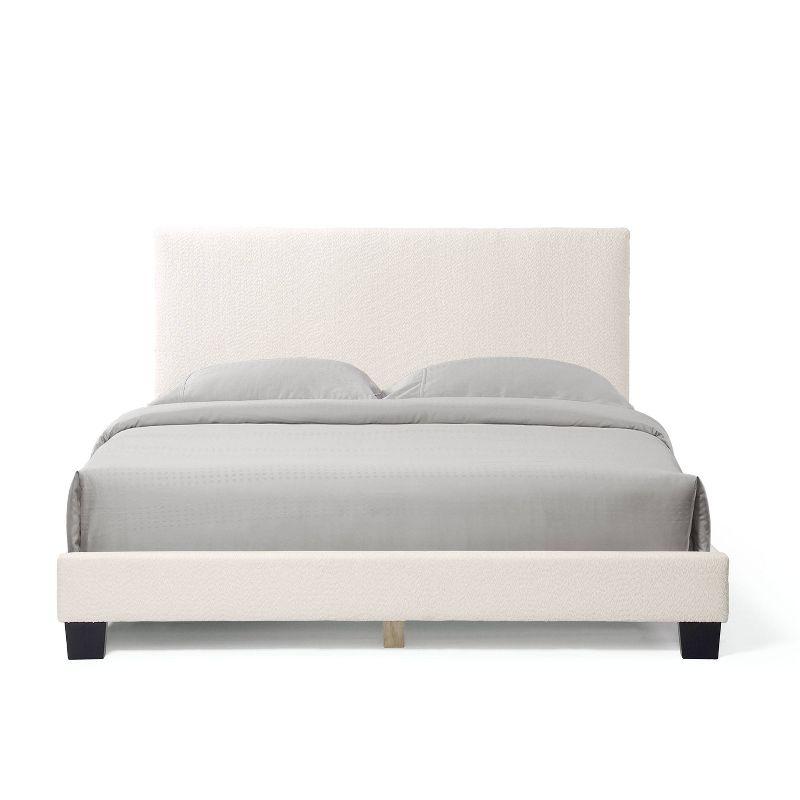 24/7 Shop At Home Queen Heartwild Modern Boucle Upholstered Standard Platform Bed White