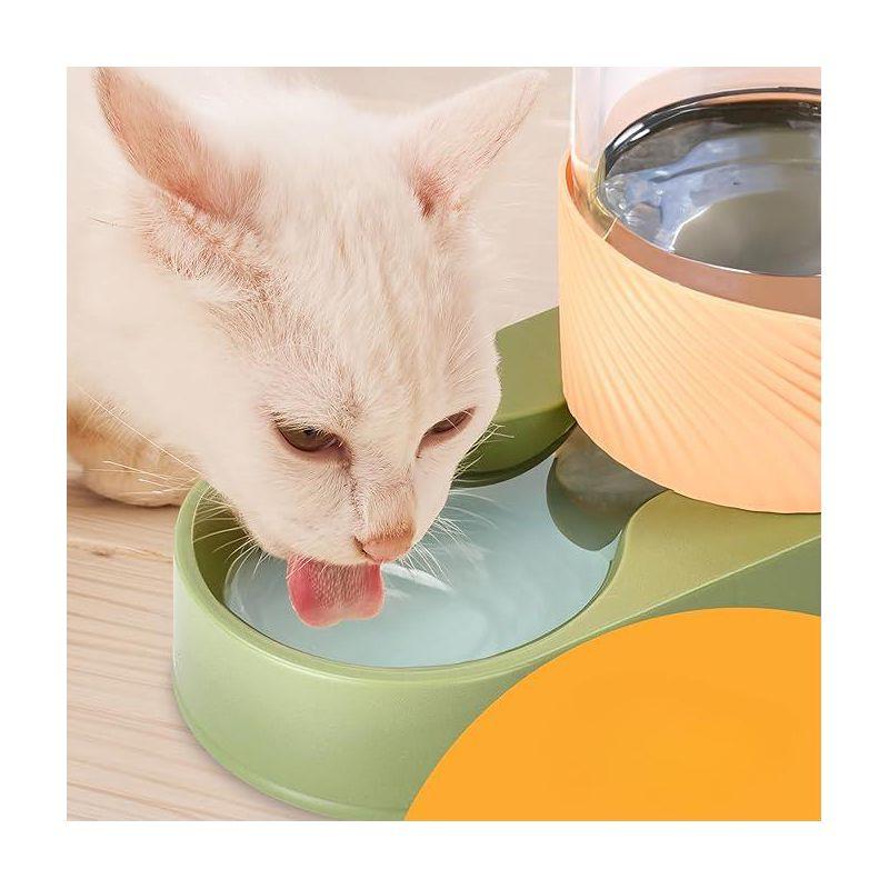 Noa Store Cat Water and Food Dispenser Set- 2 Pack, Green