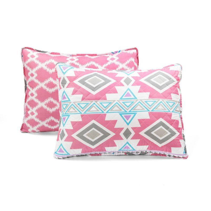 Pink and Turquoise Reversible Microfiber Kids' Full Quilt Set