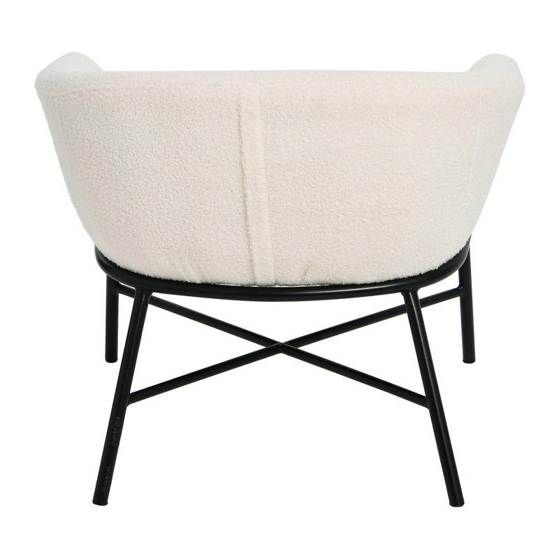 White Boucle Upholstered Metal Accent Arm Chair