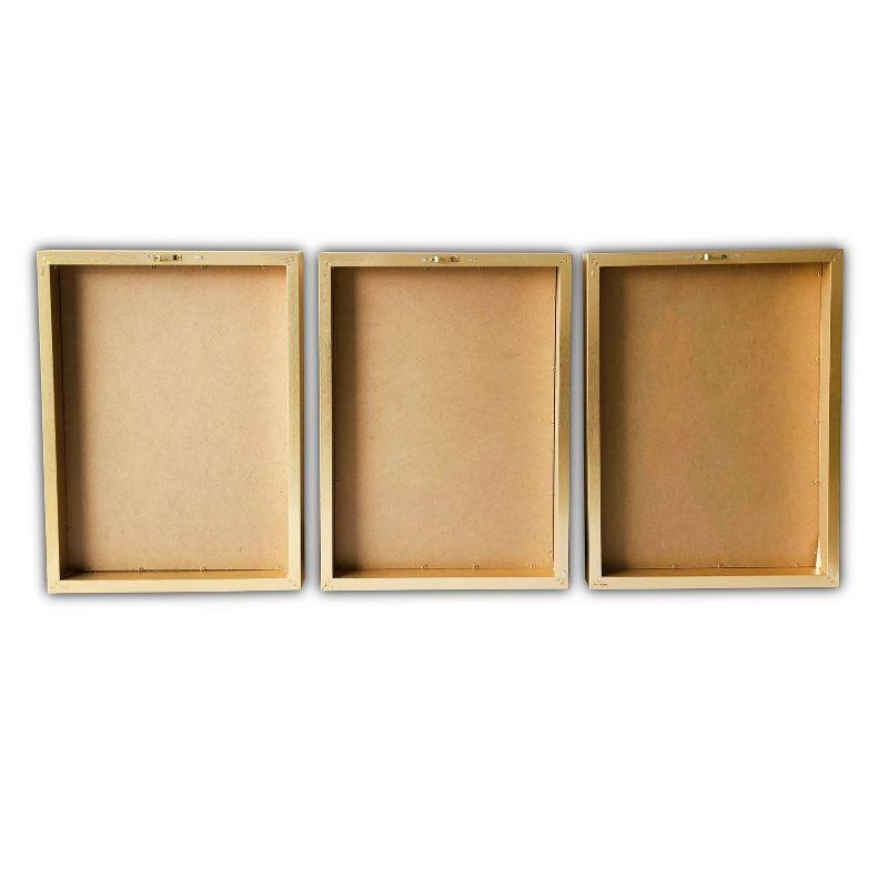 (Set of 3) 16" x 20" Feathers Framed Wall Canvas Brown - Gallery 57: Modern Gold-Framed Nature Art, MDF Composite