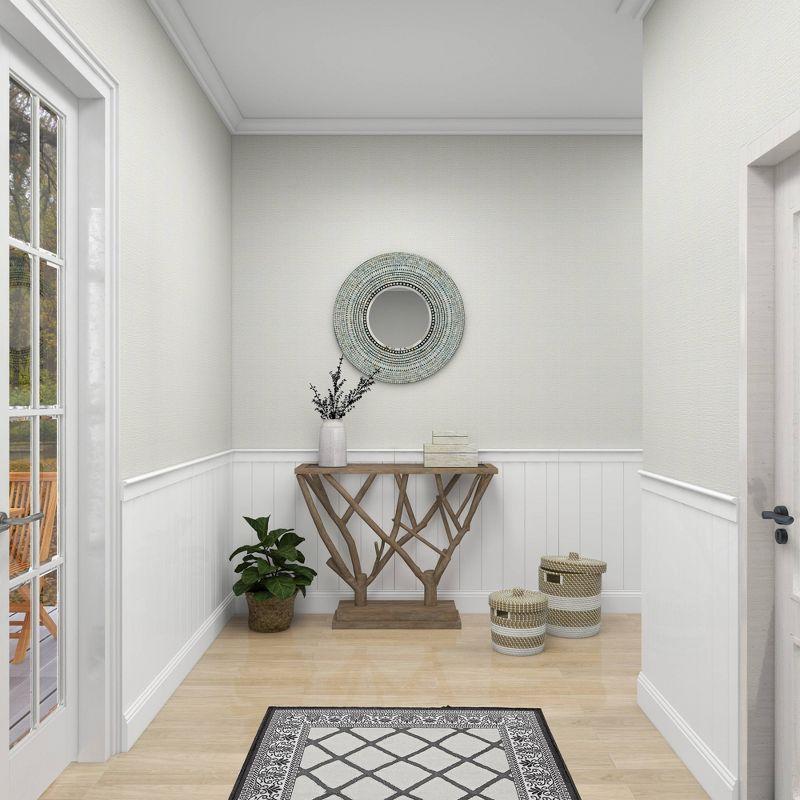 Olivia & May Wood Handmade Mosaic Wall Mirror Silver : Nautical Coastal Decor, 31.5" Round, No Assembly Required