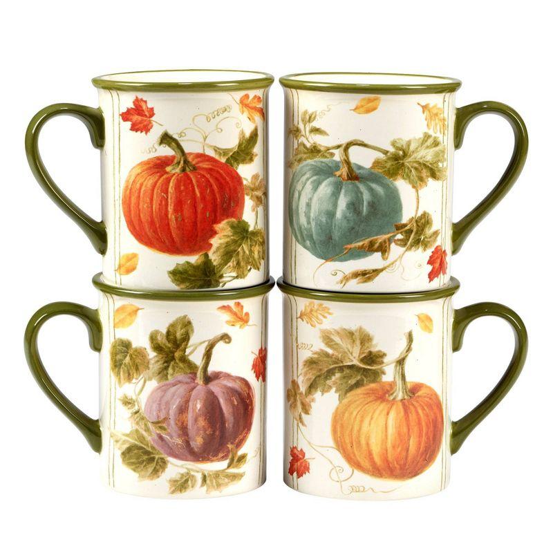 16oz Multicolor Ceramic Autumn Harvest Mug Set