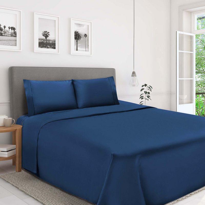 Luxury Sustainable Cotton 1200 Thread Count Solid Sheet Set by Blue Nile Mills