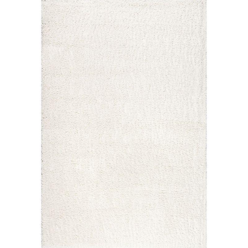 Nuloom Marleen Solid 8 Square Shag Indoor Area Rug for Living Room Bedroom Dining Room Nursery, Off White