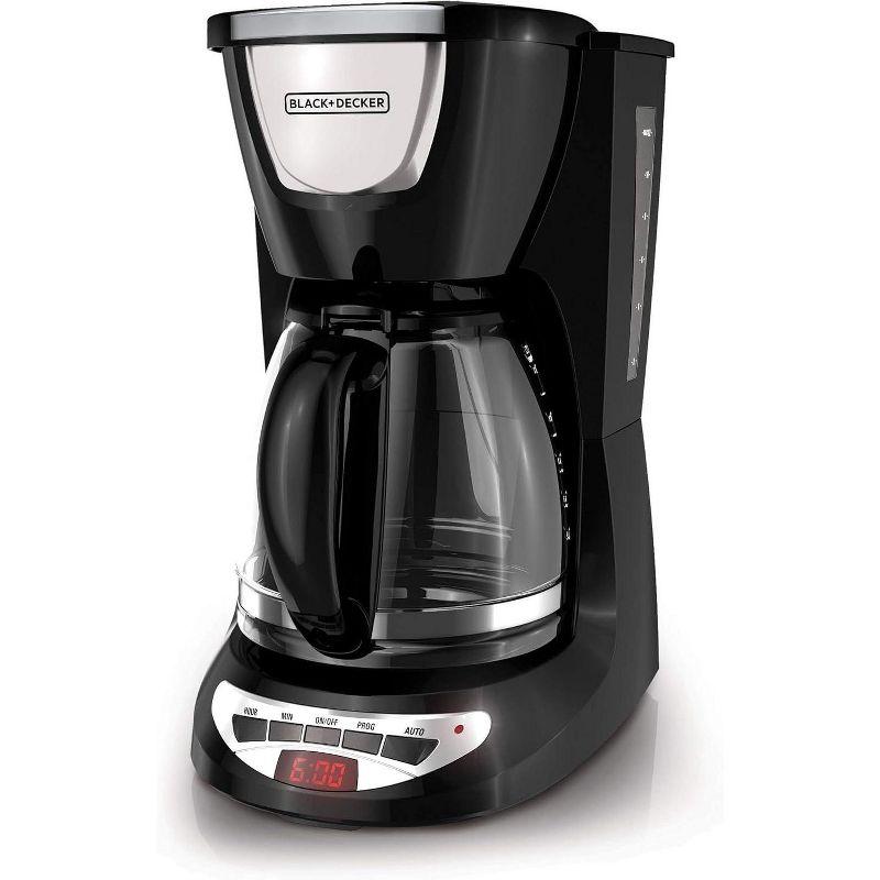 BLACK+DECKER DCM100B BLACK+DECKER 12-Cup Programmable Coffee Maker, DCM100B, Duralife Carafe, Easy-View Water Window, Removable Filter Basket