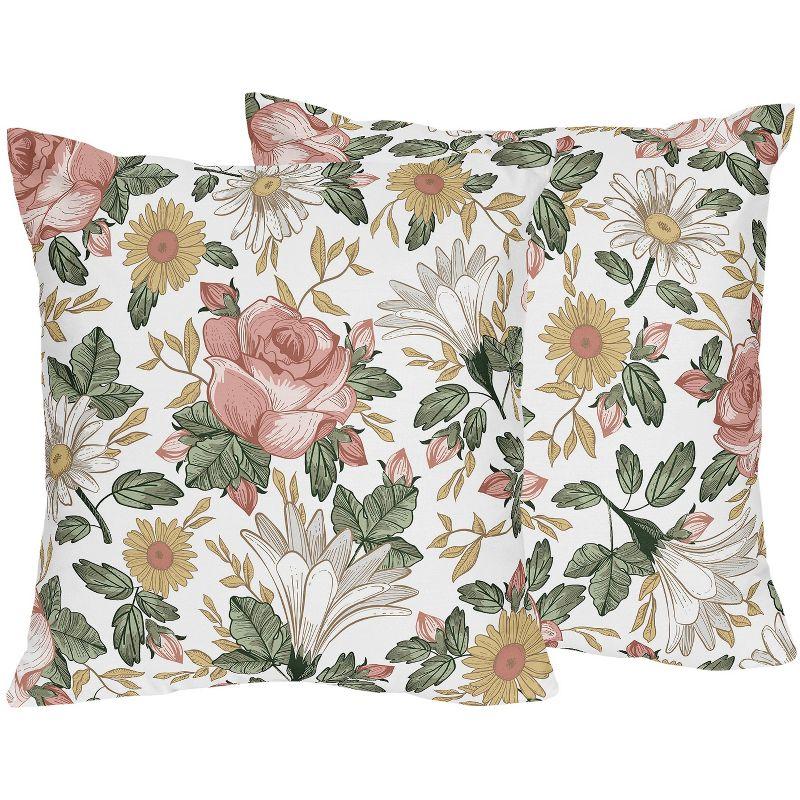 Vintage Floral Square Pillow Cover & Insert