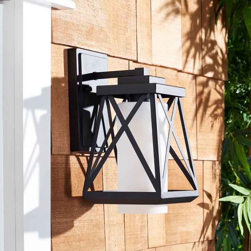 Braith Outdoor Wall Sconce Lights (Set of 2) - Black - Safavieh.