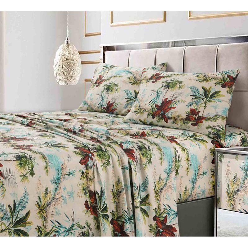 Tribeca Living Tribeca Living Printed 300 Thread Count Sheets 100% Cotton Floral Sheet Set