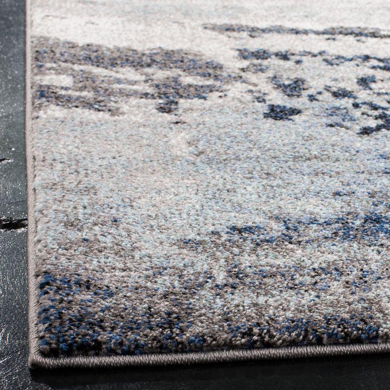 Galaxy Gray and Blue Hand-Knotted Rectangular Area Rug