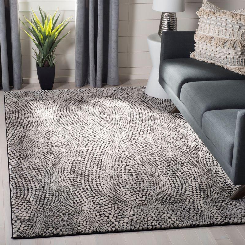 Gray Abstract High Pile Synthetic Area Rug