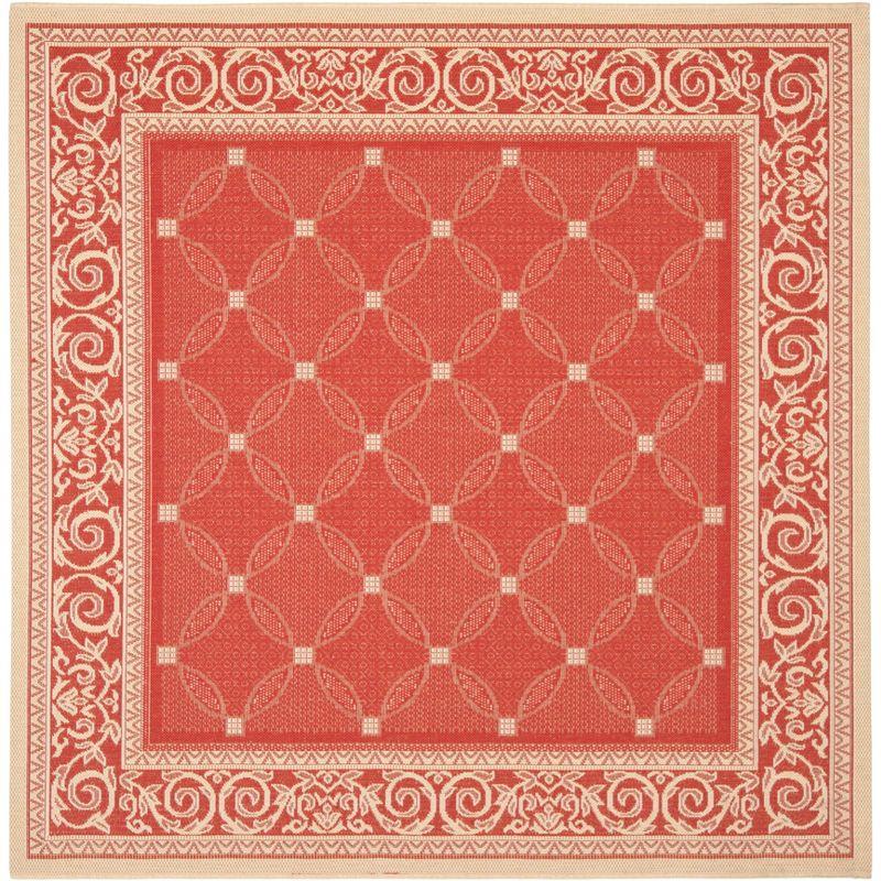 Courtyard CY1502 Power Loomed Indoor and Outdoor Area Rug - Red/Natural - 6'7"x6'7" - Safavieh