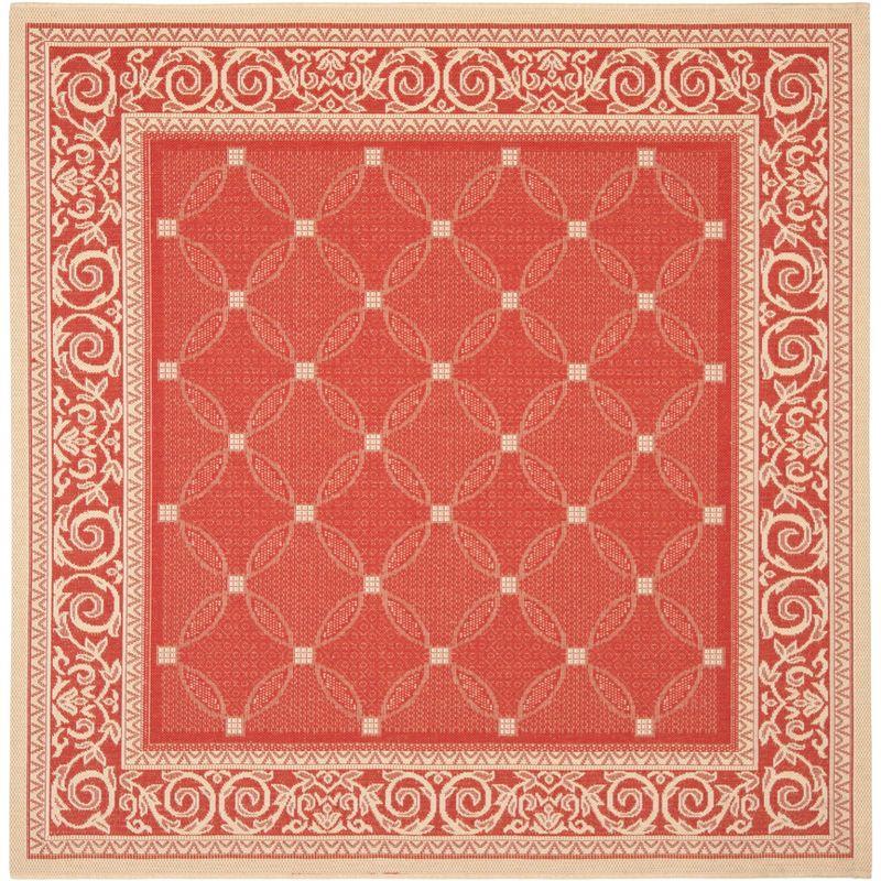 Burnt Orange Baroque Print Square Synthetic Area Rug