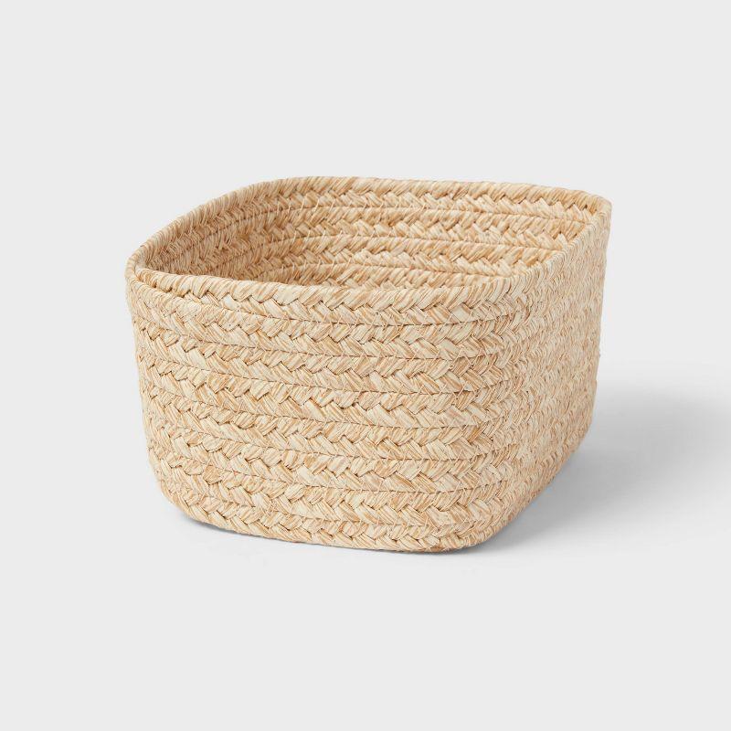 Small Natural Woven Basket Almond - Brightroom: Rectangle Storage, Paper Material, FSC Certified, 4"x8"x6"