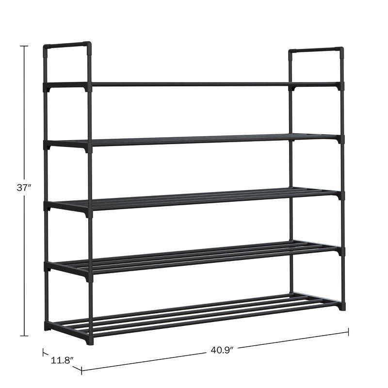 Home-Complete 5-Tier Shoe Rack for 25 Pairs, Black