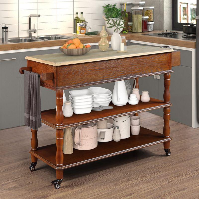 56In Kitchen Cart, Rolling Kitchen Island, Microwave Stand, Island On Wheels With Storage, 2-sided Kitchen Island Cart On Wheels, Wine And Spice Rack