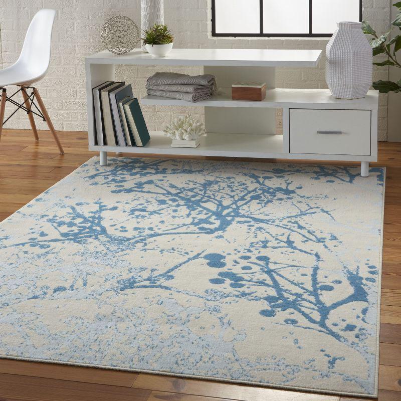 Nourison Jubilant 4' x 6' Ivory/Blue Area Rug Contemporary Artistic Abstract by Nourison