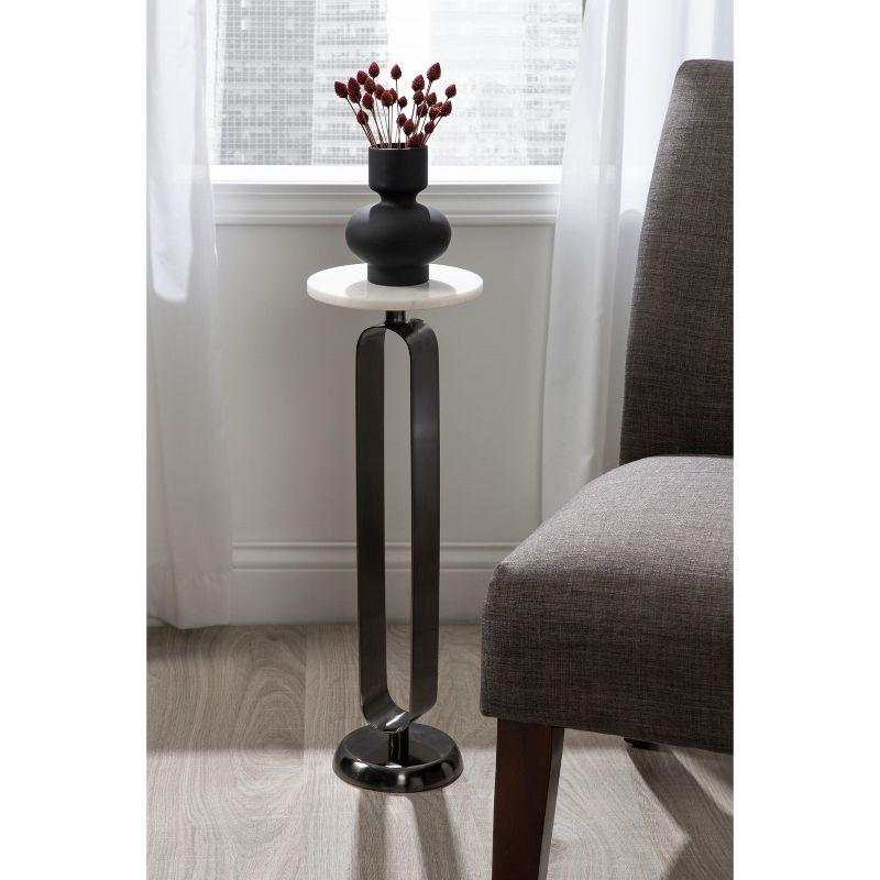 Kate and Laurel Helio Glam Drink Table, 8x8x24, Pewter