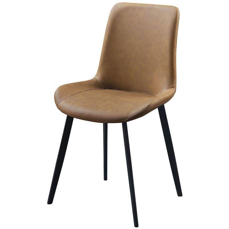 Abiram 21" Dining Chairs Brown - Acme Furniture: Upholstered Side, Kitchen, Metal Frame, Leather Textile