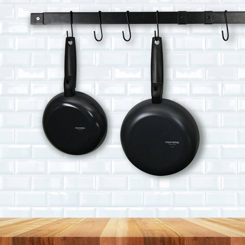 Range Kleen Black Enameled Expanding Pot Rack Bar: Wall Mount Steel Pot Hanger & Organizer, 26" Depth