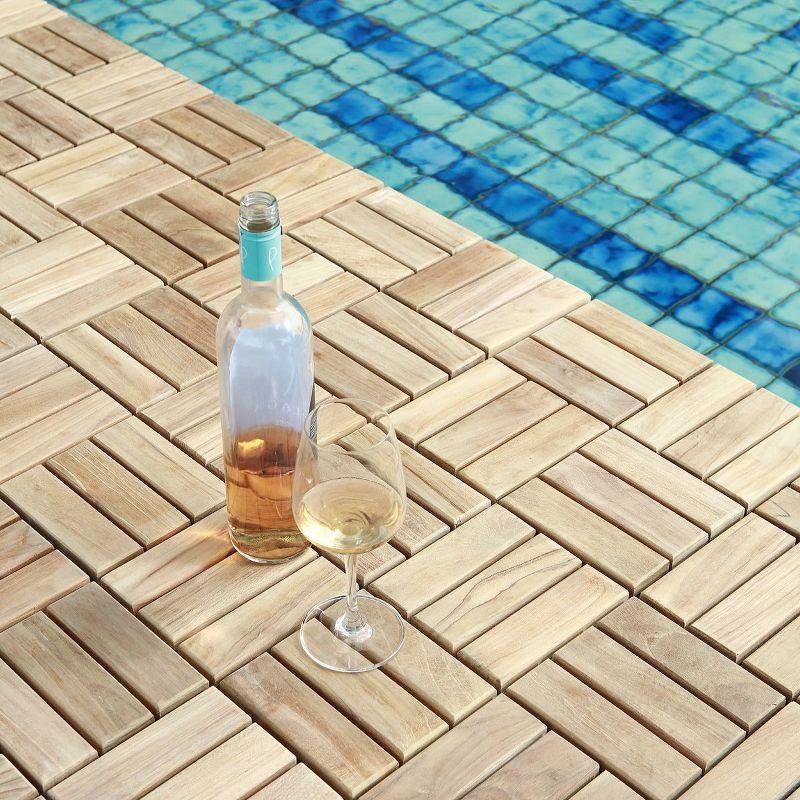 11.8" x 11.8" Teak Interlocking Deck Tile in Natural