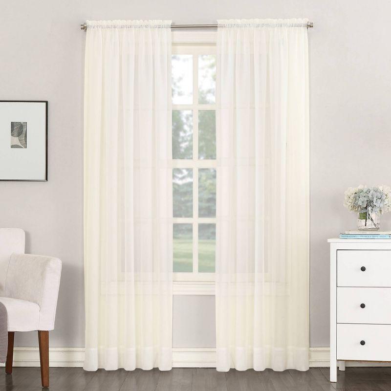 108"x59" Emily Sheer Voile Rod Pocket Curtain Panel Off White - No. 918