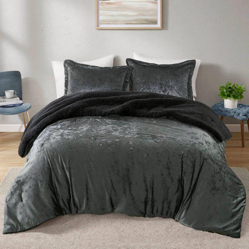 Intelligent Design Mira Crushed Velvet Sherpa Reversible Comforter Set
