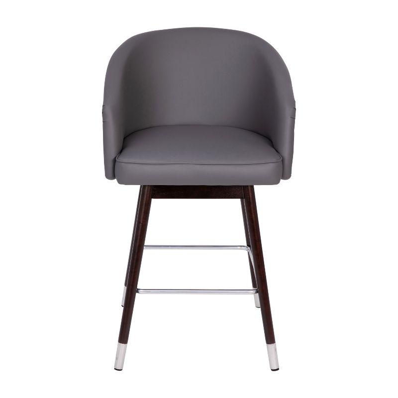 Merrick Lane Modern Wood Frame Stool with Metallic Accents