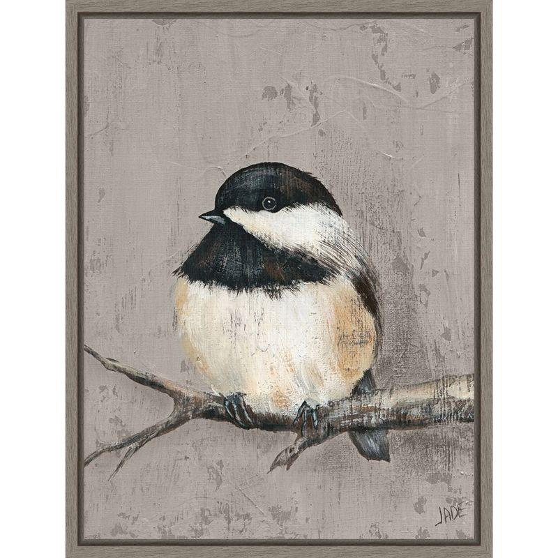 Winter Bird on Branch Canvas Print in Cool Tones, 18 x 24 inches