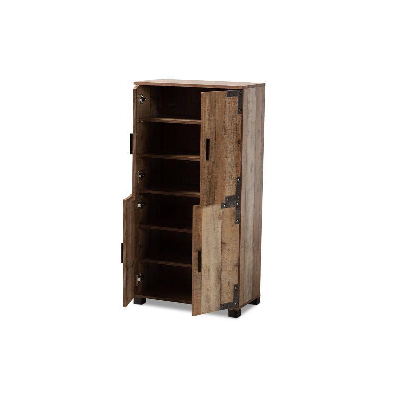 4 Door Cyrille Wood Shoe Cabinet Brown - Baxton Studio: Particle Board Construction, Freestanding Storage for 10 Pairs