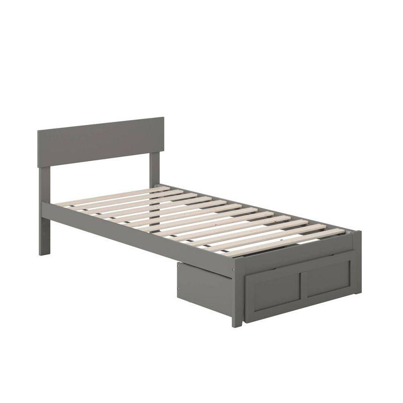 Boston Twin Grey Wood Bed with Foot Drawer