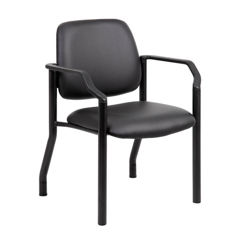 300lbs Guest Chair Antimicrobial Black - Boss Office Products: Sturdy Mid Back, Metal Frame, Easy Clean