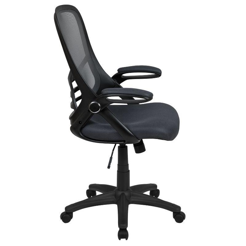 Flash Furniture Porter High Back Dark Gray Mesh Ergonomic Swivel Office Chair with Black Frame and Flip-up Arms