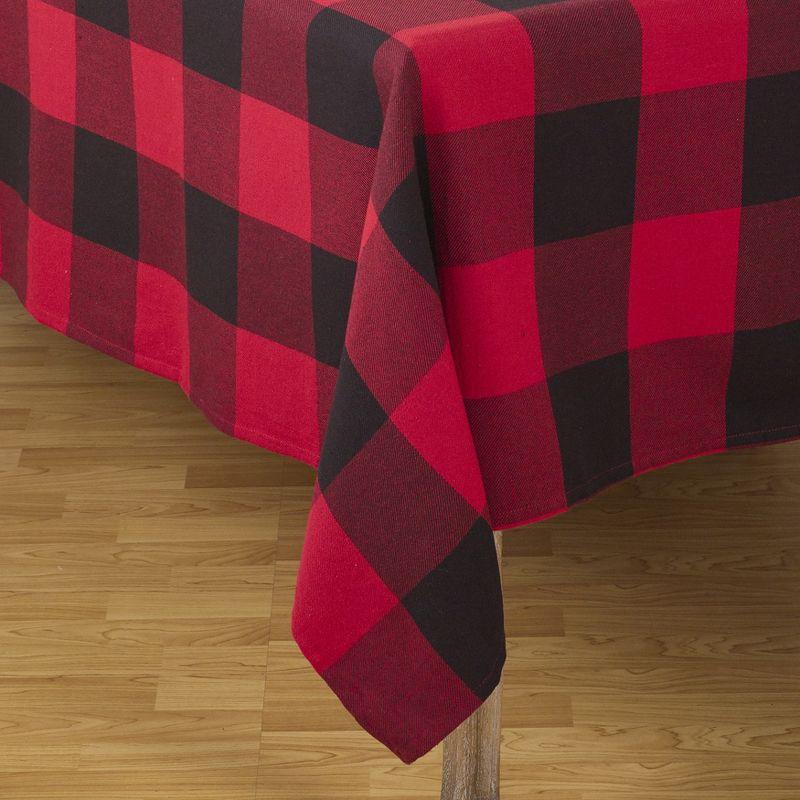 Saro Lifestyle Classic Buffalo Plaid Check Design Cotton Tablecloth, 65"x160", Red