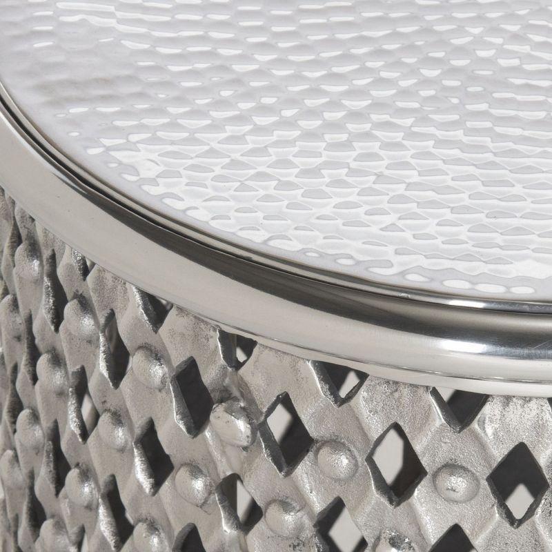 Metal Lace Table Stool Accent Table - Silver - Safavieh.