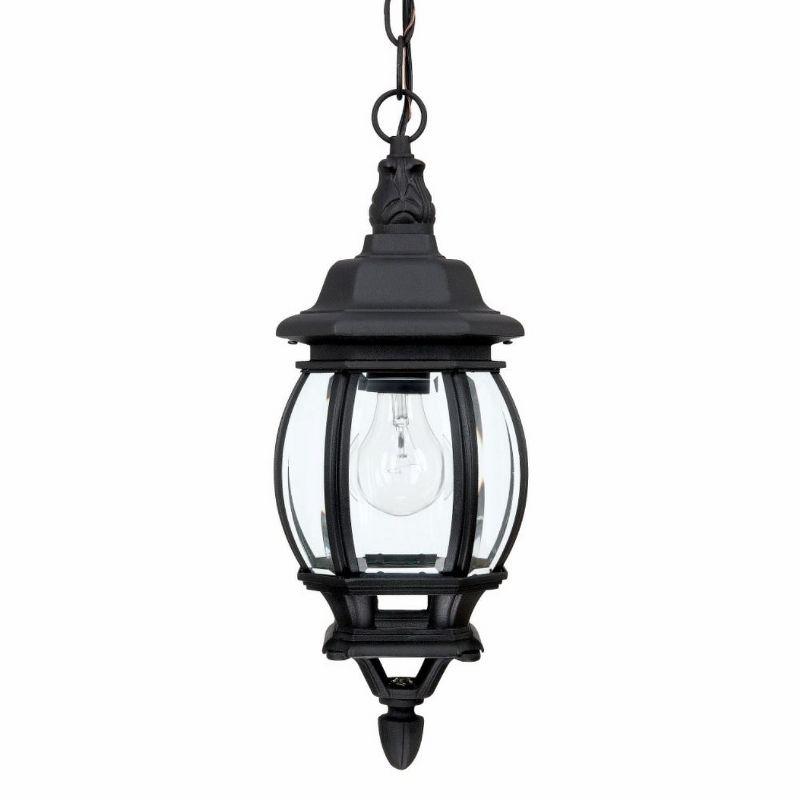 Black French Country Clear Glass Outdoor Hanging Lantern