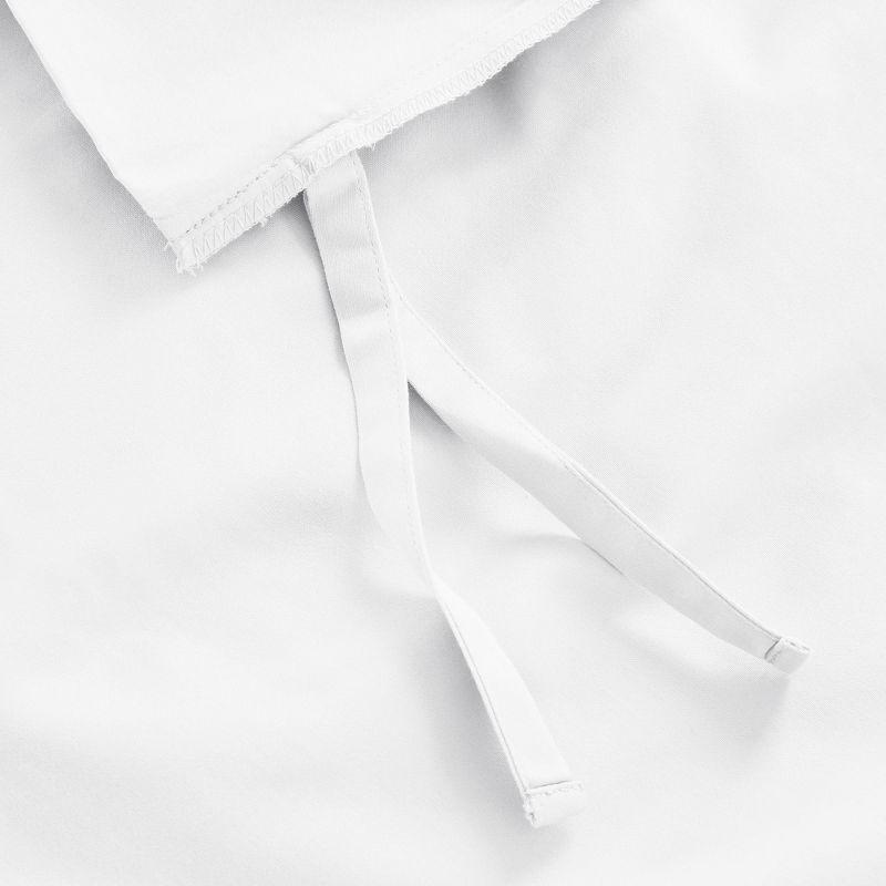 King Size White Cotton Sateen Duvet Cover with Button Closure